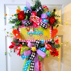 Colorful Easter Wreath with Truck Design